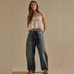 We The Free Moxie Pull-On Barrel Jeans in Timeless Blue